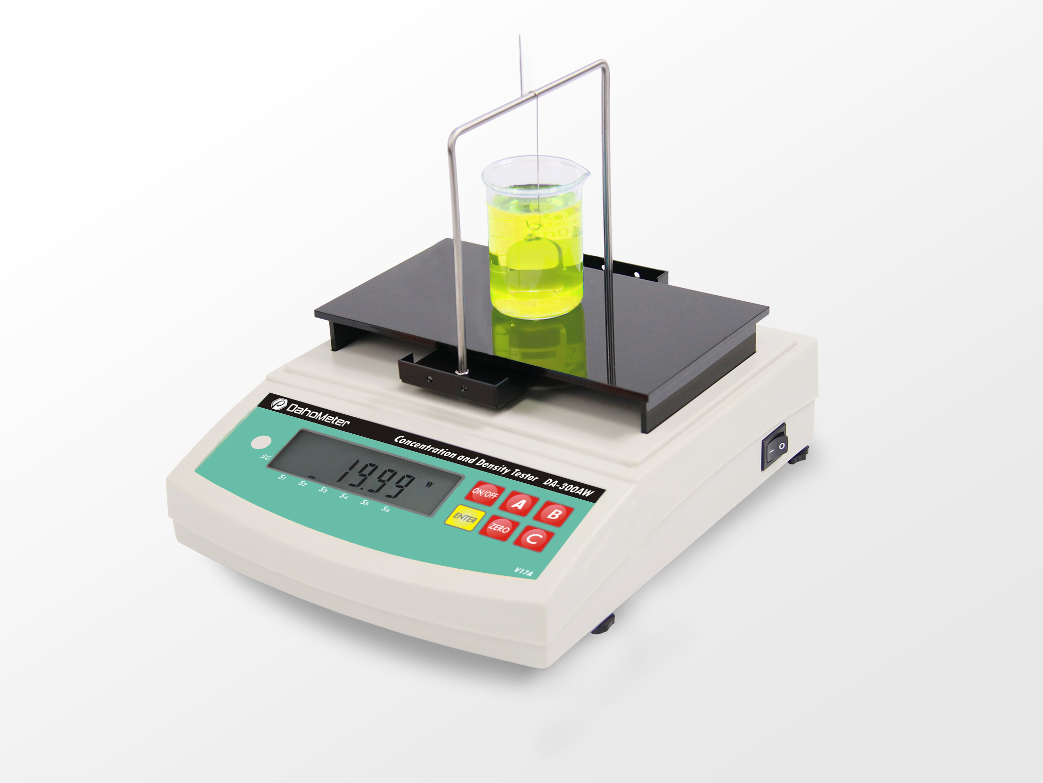 經濟型氨水濃度測試儀DA-300AW是Dahometer品牌經典款產品，流通市場多年，廣獲客戶好評；通過密度原理，自動讀取氨水濃度、波美度、密度等數值。采用德國原裝進口傳感器，測量精度更高，更可靠，更耐用！